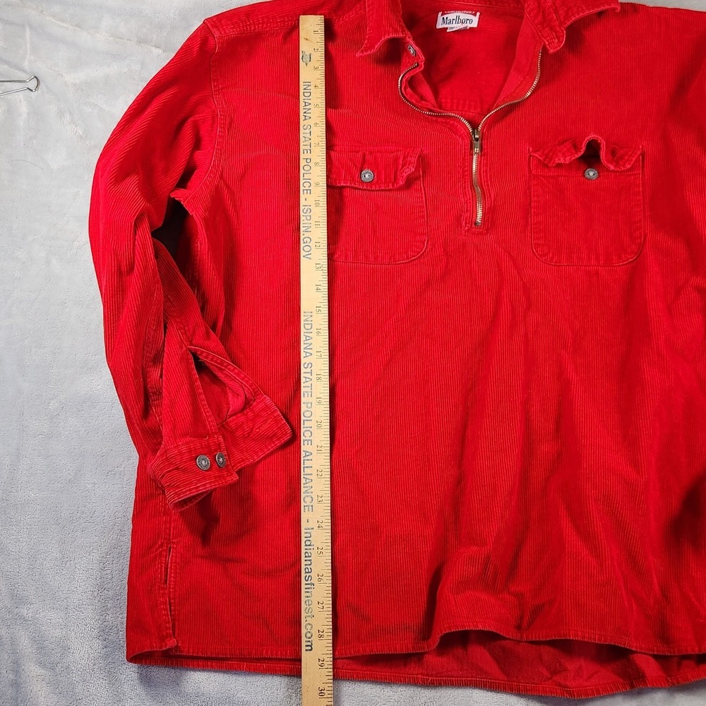 Vintage Marlboro Unlimited Shirt Mens XL Red Corduroy Half Zip Pullover 90s - Picture 4 of 7